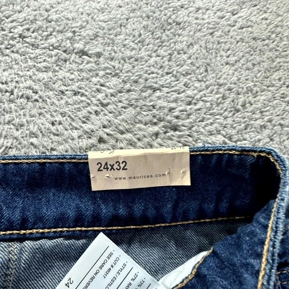 Kancan Jeans Women 24x32 Blue Denim Wide Leg Hi-Rise Distressed Raw Hem NWT - Picture 6 of 13